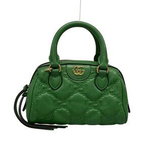 Auth GUCCI GG Matelasse 702251 Green Leather - Handbag